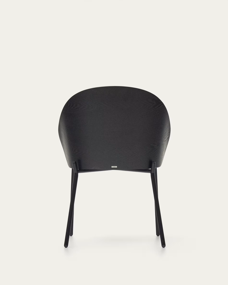 EAMY Light grey chair in an ash wood veneer with a black finish and black metal
