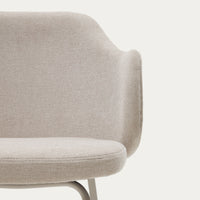 YUNIA Chair in beige with steel legs in a painted beige finish