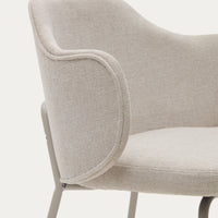 YUNIA Chair in beige with steel legs in a painted beige finish