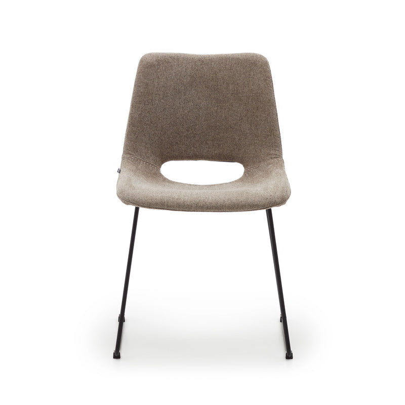 ZAHARA Chair in brown with steel legs in a black finish