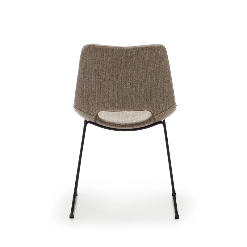 ZAHARA Chair in brown with steel legs in a black finish