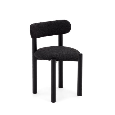 NEBAI chair in black fleece and solid oak wood structure with black finish