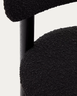 NEBAI chair in black fleece and solid oak wood structure with black finish