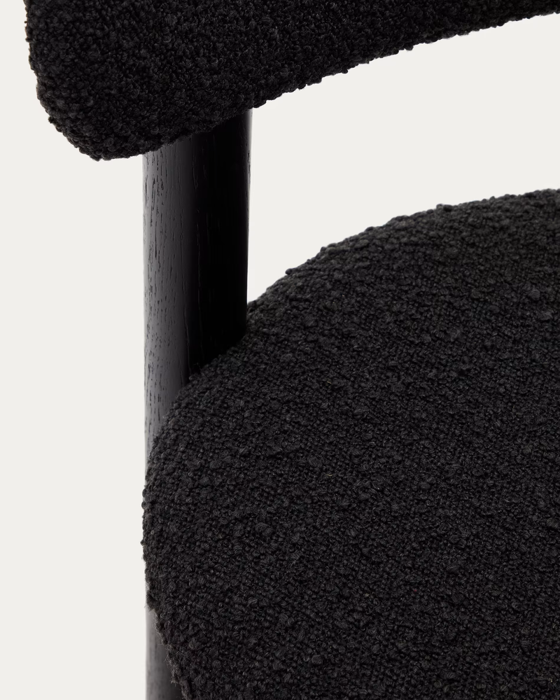 NEBAI chair in black fleece and solid oak wood structure with black finish