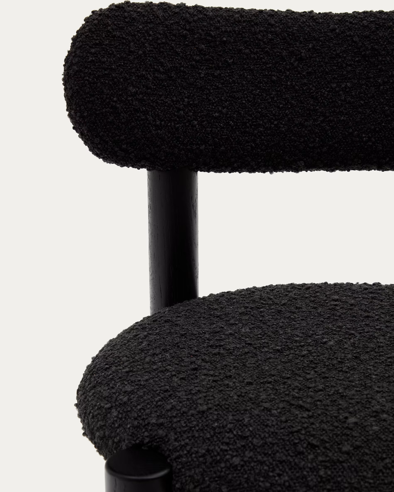 NEBAI chair in black fleece and solid oak wood structure with black finish