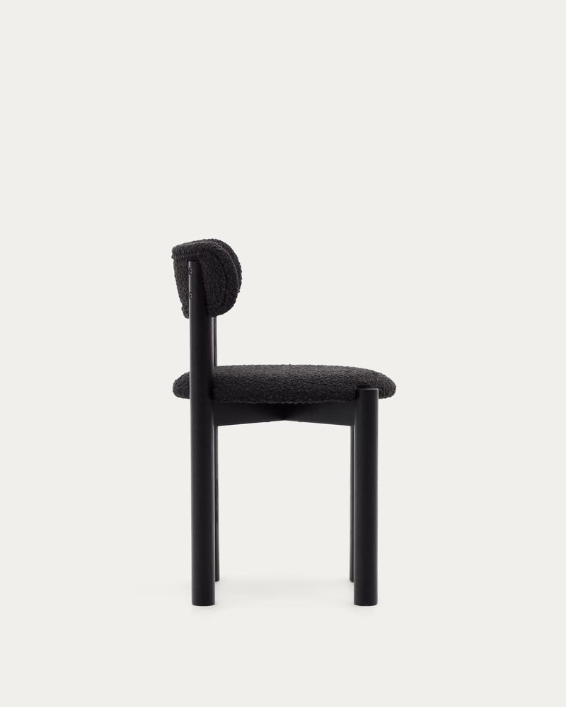NEBAI chair in black fleece and solid oak wood structure with black finish