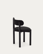 NEBAI chair in black fleece and solid oak wood structure with black finish