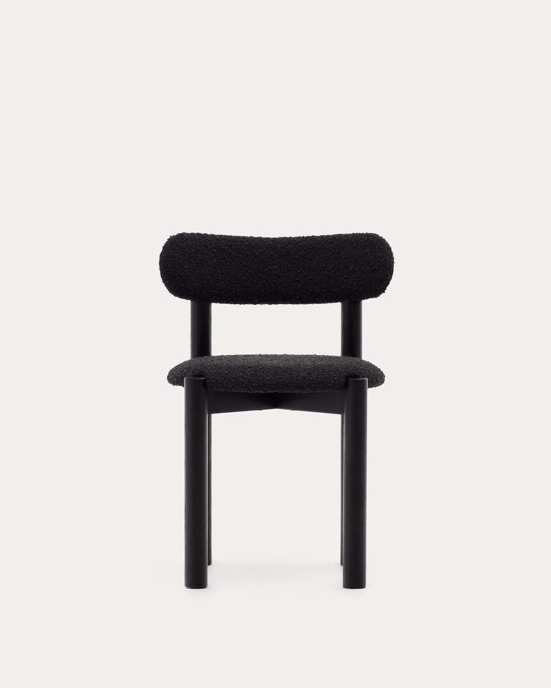 NEBAI chair in black fleece and solid oak wood structure with black finish