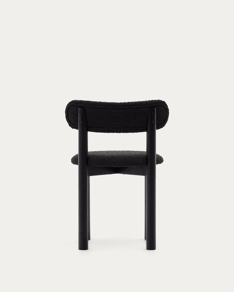 NEBAI chair in black fleece and solid oak wood structure with black finish