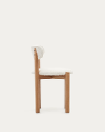 NEBAI chair in white fleece and solid oak wood structure with natural finish