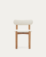 NEBAI chair in white fleece and solid oak wood structure with natural finish