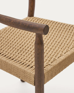 YALIA chair in solid oak with walnut finish and rope seat