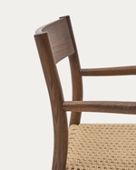 YALIA chair in solid oak with walnut finish and rope seat