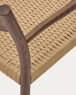 YALIA chair in solid oak with walnut finish and rope seat