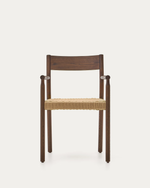YALIA chair in solid oak with walnut finish and rope seat