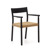 YALIA chair in solid oak with black finish and rope seat