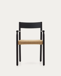 YALIA chair in solid oak with black finish and rope seat