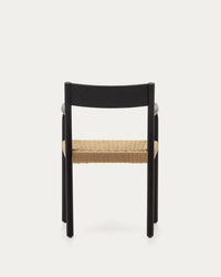 YALIA chair in solid oak with black finish and rope seat