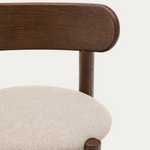 NEBAI chair in brown chenille with a solid oak wood structure and walnut finish