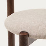 NEBAI chair in brown chenille with a solid oak wood structure and walnut finish