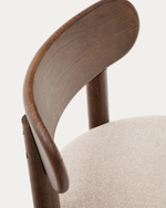 NEBAI chair in brown chenille with a solid oak wood structure and walnut finish