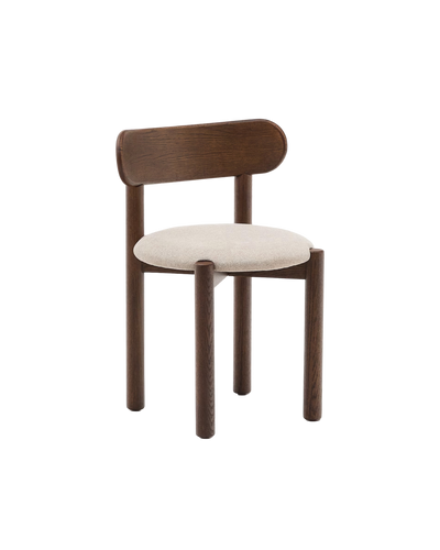 NEBAI chair in brown chenille with a solid oak wood structure and walnut finish