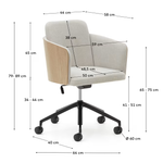 MADAI Desk chair in beige chenille and ash veneer with natural finish