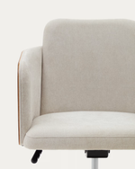 MADAI Desk chair in beige chenille and ash veneer with natural finish