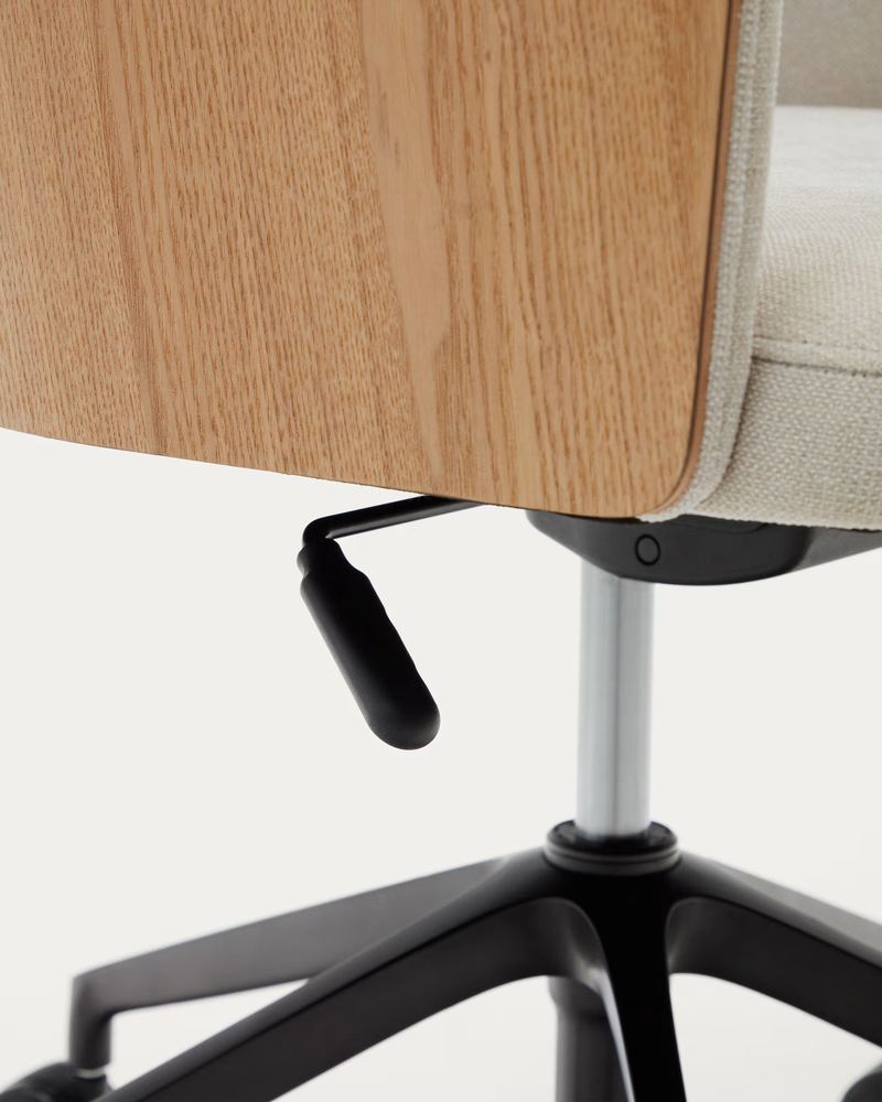 MADAI Desk chair in beige chenille and ash veneer with natural finish