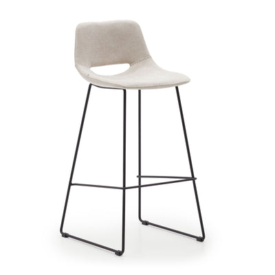 ZAHARA Beige stool with steel in a black finish, height 76 cm