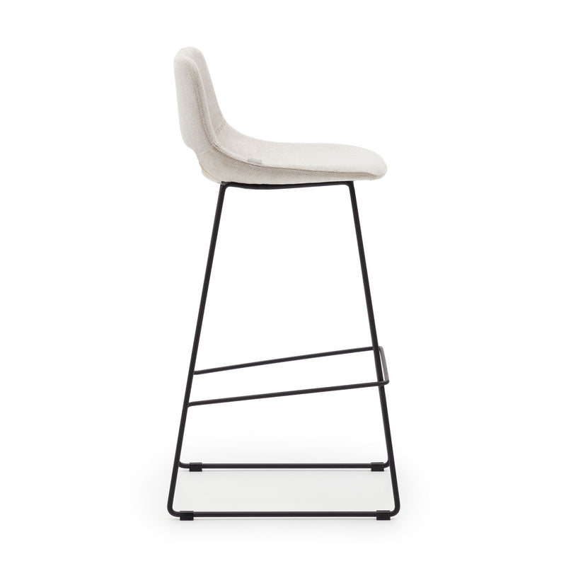 ZAHARA Beige stool with steel in a black finish, height 76 cm