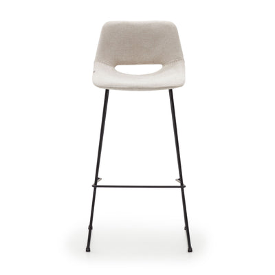 ZAHARA Beige stool with steel in a black finish, height 65 cm