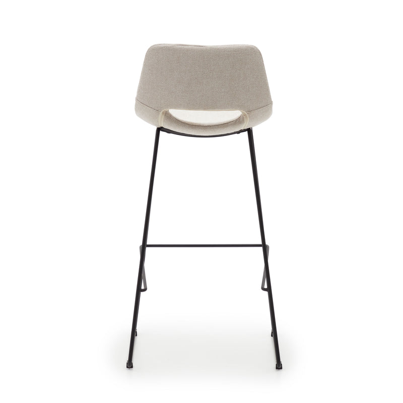 ZAHARA Beige stool with steel in a black finish, height 65 cm
