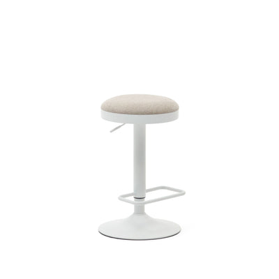 ZAIB stool in chenille fabric and steel legs, height 63-84 cm