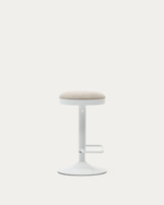 ZAIB stool in chenille fabric and steel legs, height 63-84 cm