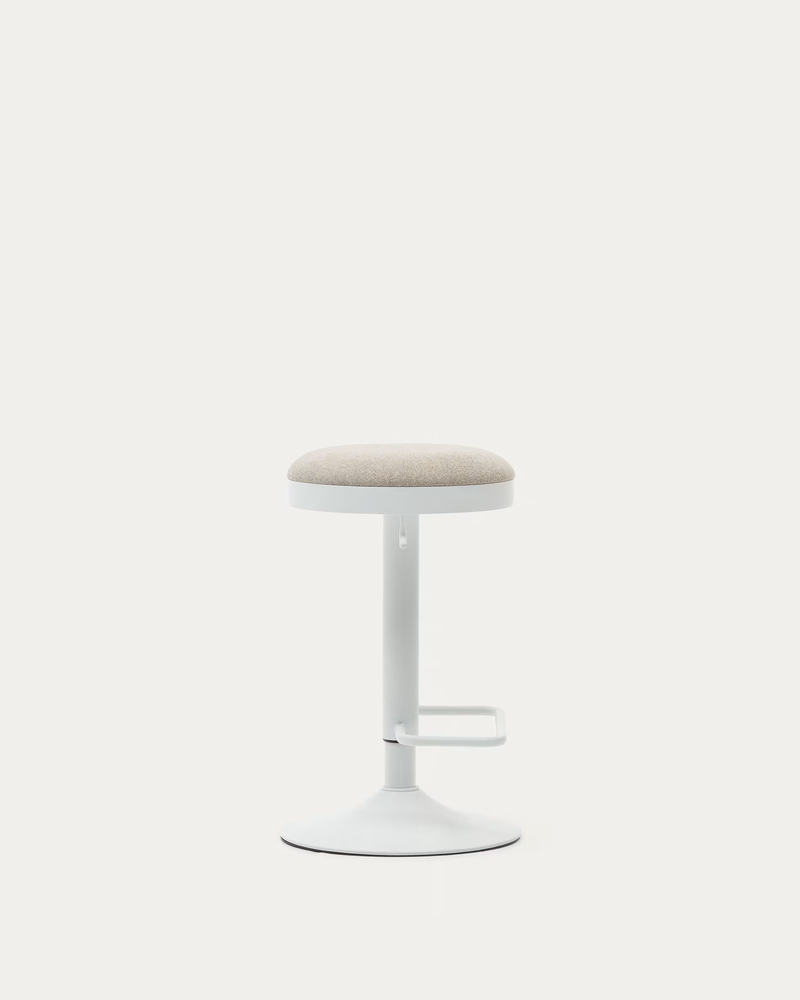 ZAIB stool in chenille fabric and steel legs, height 63-84 cm