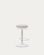 ZAIB stool in chenille fabric and steel legs, height 63-84 cm