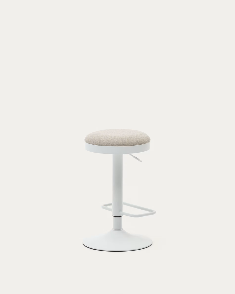 ZAIB stool in chenille fabric and steel legs, height 63-84 cm