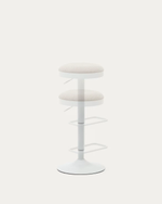 ZAIB stool in chenille fabric and steel legs, height 63-84 cm