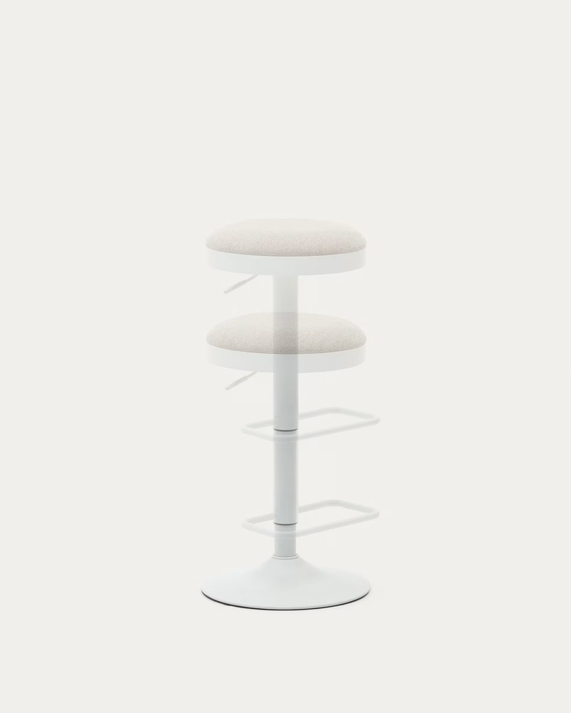 ZAIB stool in chenille fabric and steel legs, height 63-84 cm