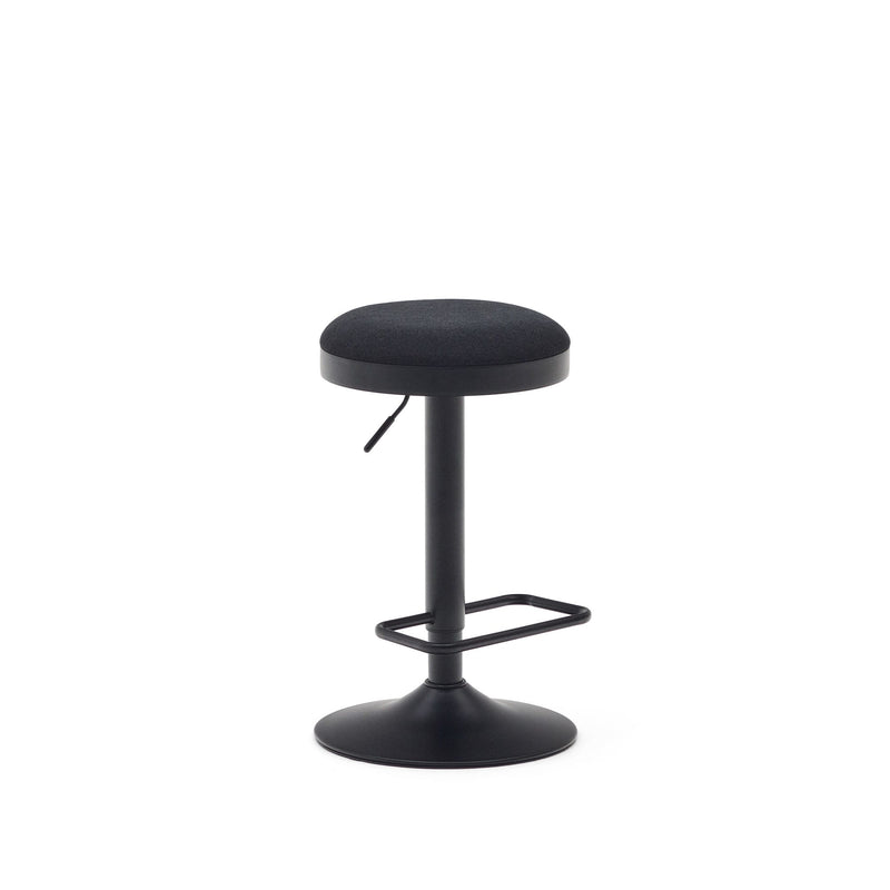 ZAIB stool in chenille fabric and steel legs, height 63-84 cm