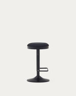 ZAIB stool in chenille fabric and steel legs, height 63-84 cm