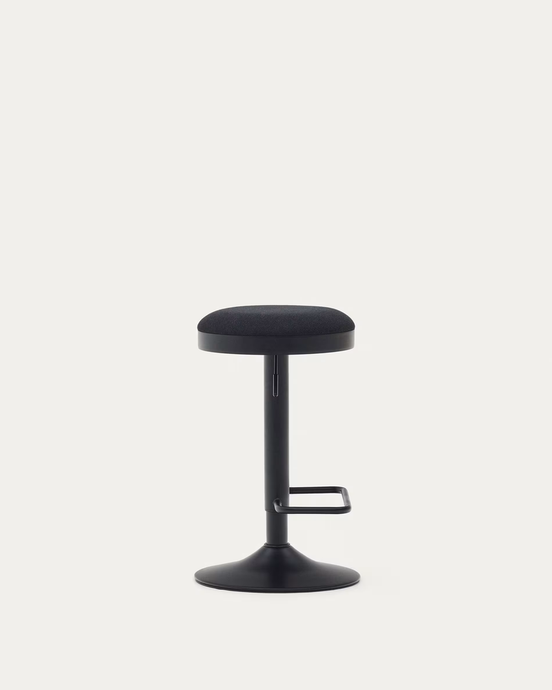 ZAIB stool in chenille fabric and steel legs, height 63-84 cm