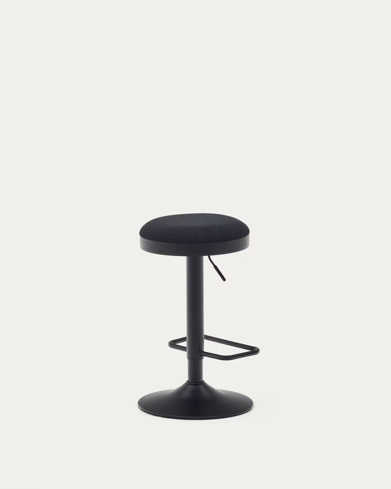 ZAIB stool in chenille fabric and steel legs, height 63-84 cm