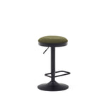 ZAIB stool in chenille fabric and steel legs, height 63-84 cm