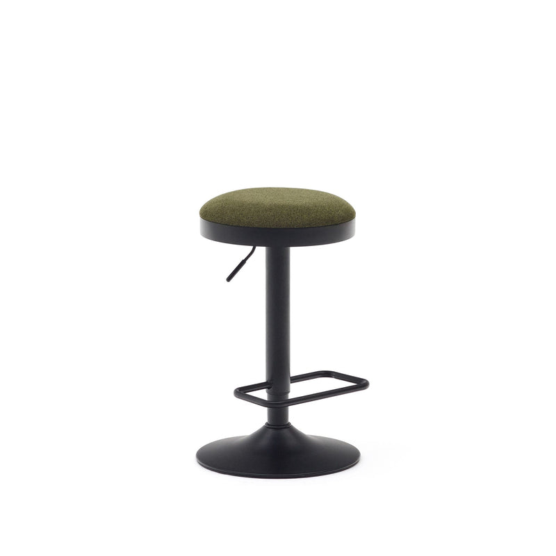 ZAIB stool in chenille fabric and steel legs, height 63-84 cm