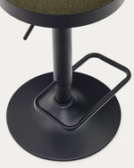 ZAIB stool in chenille fabric and steel legs, height 63-84 cm