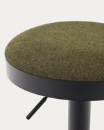 ZAIB stool in chenille fabric and steel legs, height 63-84 cm