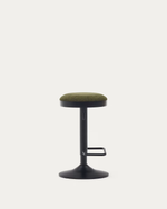 ZAIB stool in chenille fabric and steel legs, height 63-84 cm