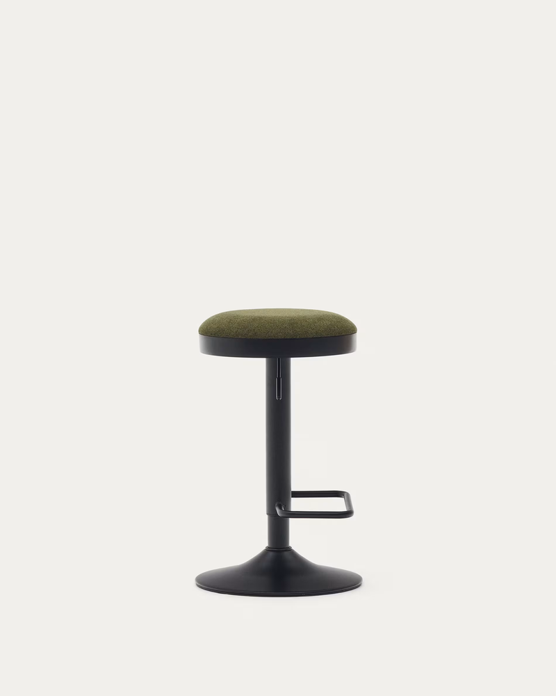 ZAIB stool in chenille fabric and steel legs, height 63-84 cm